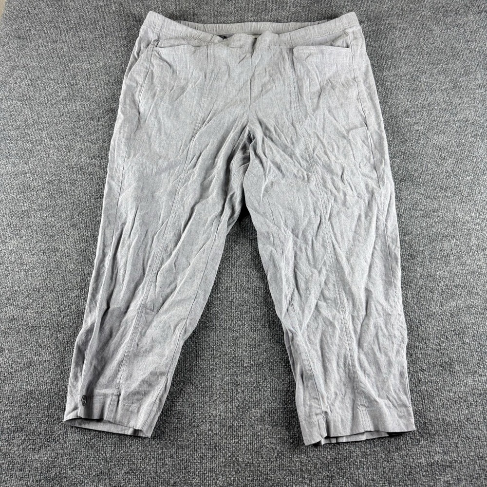 J. Jill Pants Womens 2X Gray Linen Stretch Ankle‎ Pull On Elastic Waist Pockets